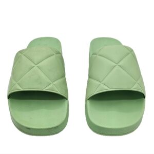 Bottega Veneta Womens Chunky Pool Sandals Rubber Quilted Pistachio 41